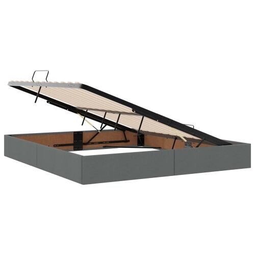 Krevet s madracem i skladištem Tamnosiva 180 x 200 cm tkanina - Tamnosiva 180 x 200 cm Dizajn s rombovima Cijena