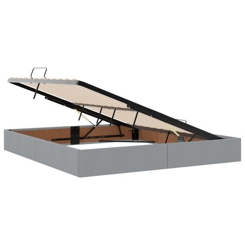 Krevet s madracem i skladištem Svjetlosiva 200 x 200 cm tkanina - Svjetlosiva 200 x 200 cm Dizajn s rombovima Cijena