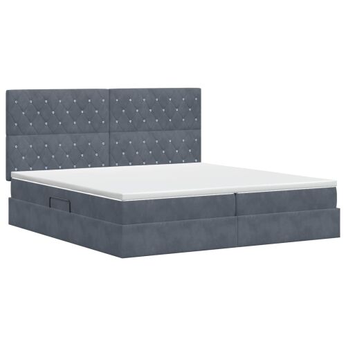 Krevet s madracem i skladištem Tamnosiva 200 x 200 cm Baršun - Tamnosiva 200 x 200 cm Kristal s dugmadima Cijena