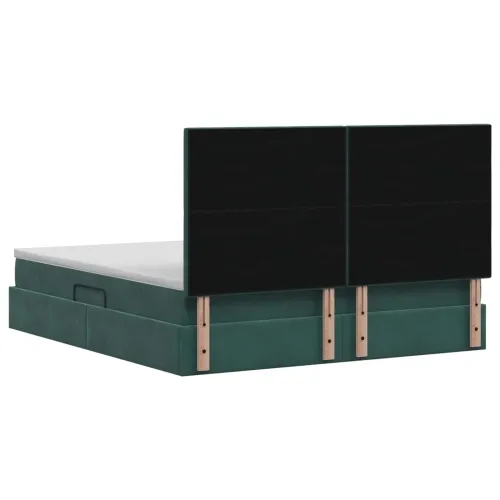 Krevet s madracem i skladištem Tamnozelena 160 x 200 cm Baršun - Tamnozelena 160 x 200 cm Dizajn s rombovima Cijena