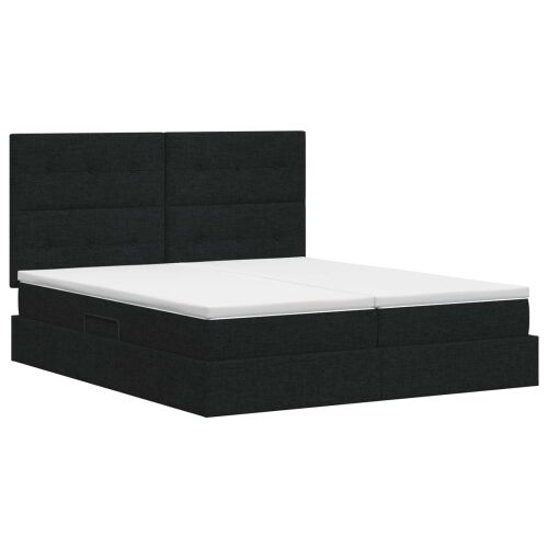 Krevet s od storage s uzglavljem Crna 180 x 200 cm Tkanina - Crna 180 x 200 cm Prošiveno gumbima Cijena