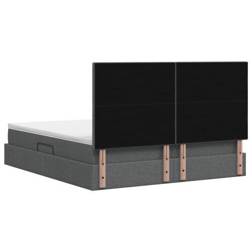 Krevet s od storage s uzglavljem Tamnosiva 200 x 200 cm Tkanina - Tamnosiva 200 x 200 cm Prošiveno gumbima Cijena