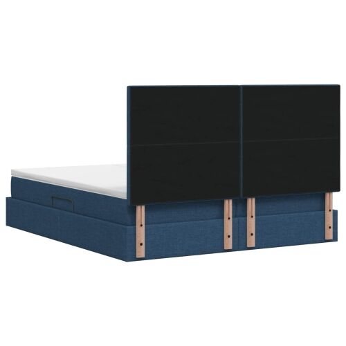 Krevet s od storage s uzglavljem Plava 200 x 200 cm Tkanina - Plava 200 x 200 cm Prošiveno gumbima Cijena
