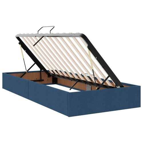 Krevet s od storage s uzglavljem Plava 200 x 200 cm Tkanina - Plava 200 x 200 cm Prošiveno gumbima Cijena
