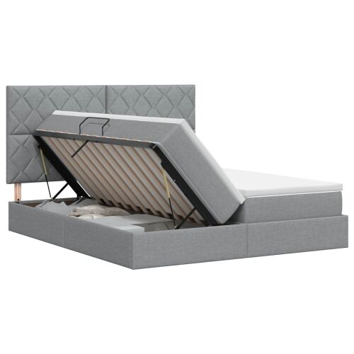 Krevet s od storage s pohranom Svjetlosiva 180 x 200 cm Tkanina - Svjetlosiva 180 x 200 cm Dizajn s rombovima Cijena