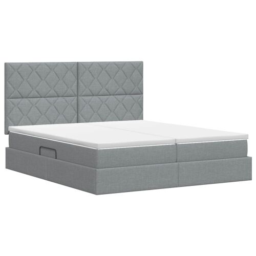 Krevet s od storage s pohranom Svjetlosiva 180 x 200 cm Tkanina - Svjetlosiva 180 x 200 cm Dizajn s rombovima Cijena