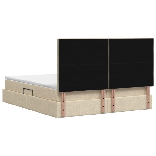 Krevet s od storage s uzglavljem Krem 180 x 200 cm Tkanina - Krem 180 x 200 cm Dizajn s rombovima Cijena