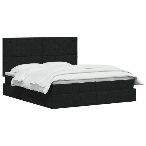 Krevet s od storage s uzglavljem Crna 200 x 200 cm Tkanina - Crna 200 x 200 cm Dizajn s rombovima Cijena