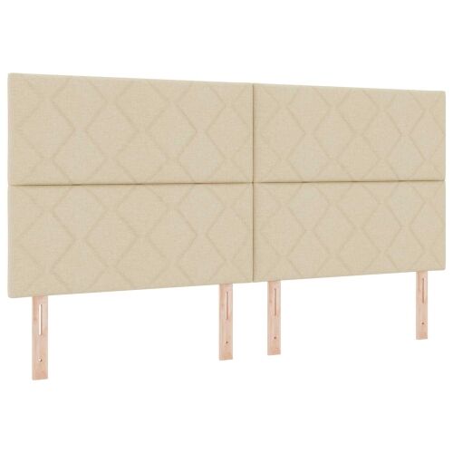 Krevet s od storage s uzglavljem Krem 200 x 200 cm Tkanina - Krem 200 x 200 cm Dizajn s rombovima Cijena