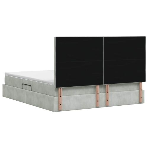 Krevet s od storage s pohranom Svjetlosiva 180 x 200 cm Baršun - Svjetlosiva 180 x 200 cm Kristal s dugmadima Cijena