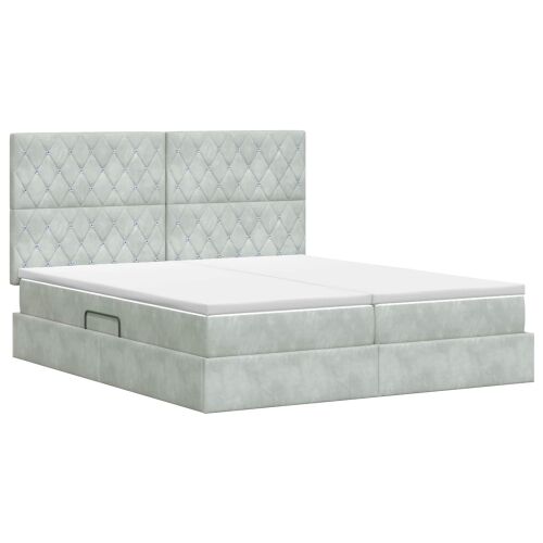 Krevet s od storage s pohranom Svjetlosiva 180 x 200 cm Baršun - Svjetlosiva 180 x 200 cm Kristal s dugmadima Cijena