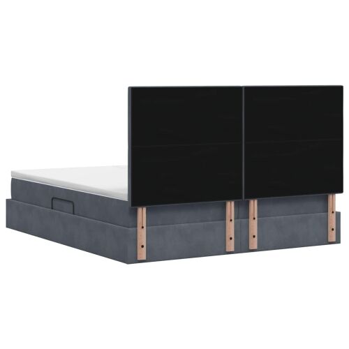 Krevet s od storage s uzglavljem Tamnosiva 180 x 200 cm Baršun - Tamnosiva 180 x 200 cm Kristal s dugmadima Cijena