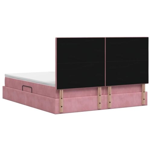 Krevet s od storage s uzglavljem Ružičasta 180 x 200 cm Baršun - Ružičasta 180 x 200 cm Kristal s dugmadima Cijena