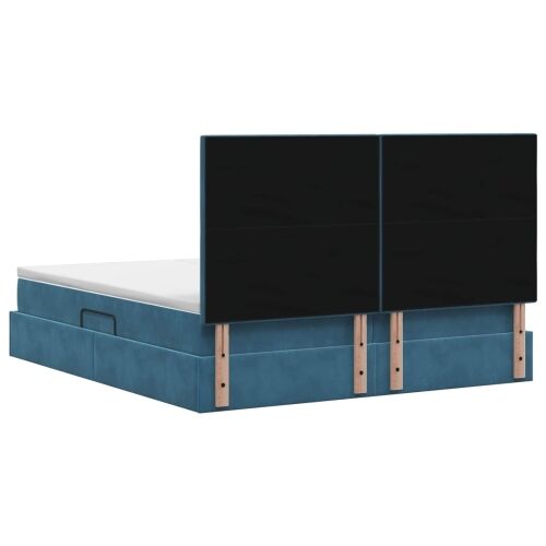 Krevet s od storage s pohranom Tamno plava 200 x 200 cm Baršun - Tamno plava 200 x 200 cm Kristal s dugmadima Cijena