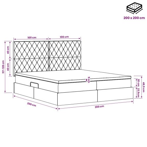 Krevet s od storage s pohranom Tamno plava 200 x 200 cm Baršun - Tamno plava 200 x 200 cm Kristal s dugmadima Cijena