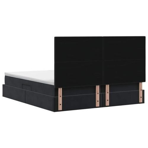 Krevet s od storage s uzglavljem Crna 200 x 200 cm Baršun - Crna 200 x 200 cm Prošiveno gumbima Cijena