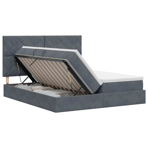 Krevet s od storage s uzglavljem Tamnosiva 180 x 200 cm Baršun - Tamnosiva 180 x 200 cm Dizajn s rombovima Cijena