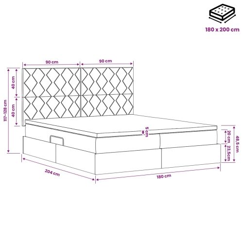 Krevet s od storage s uzglavljem Tamnosiva 180 x 200 cm Baršun - Tamnosiva 180 x 200 cm Dizajn s rombovima Cijena