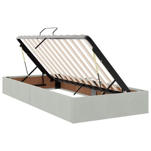 Krevet s od storage s pohranom Svjetlosiva 200 x 200 cm Baršun - Svjetlosiva 200 x 200 cm Dizajn s rombovima Cijena