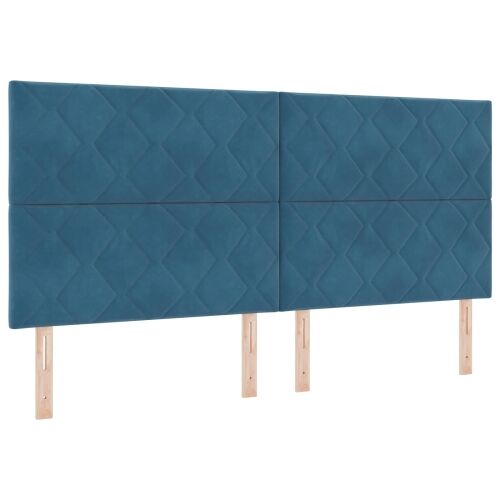 Krevet s od storage s pohranom Tamno plava 200 x 200 cm Baršun - Tamno plava 200 x 200 cm Dizajn s rombovima Cijena