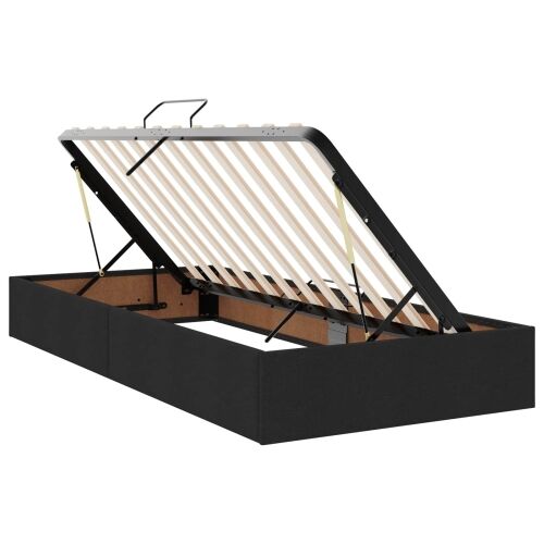 LED krevet za pohranu s madracem Crna 90 x 190 cm Tkanina - Crna 90 x 190 cm Prošiveno gumbima Cijena