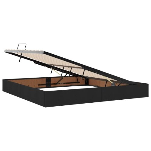 LED krevet za pohranu s madracem Crna 200 x 200 cm Tkanina - Crna 200 x 200 cm Prošiveno gumbima Cijena