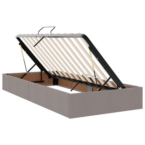 LED krevet za pohranu s madracem Sivosmeđa 100 x 200 cm Tkanina - Sivosmeđa 100 x 200 cm Dizajn s rombovima Cijena