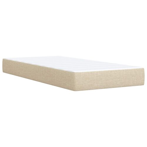 LED krevet za pohranu s madracem Krem 100 x 200 cm Tkanina - Krem 100 x 200 cm Dizajn s rombovima Cijena