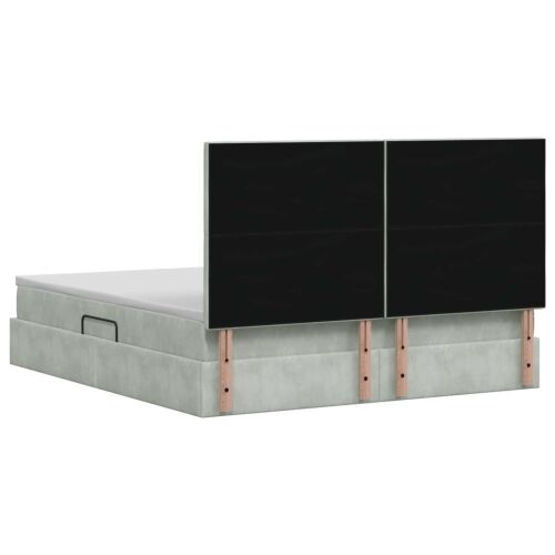 LED krevet za pohranu s madracem Svjetlosiva 160 x 200 cm - Svjetlosiva 160 x 200 cm Kristal s dugmadima Cijena