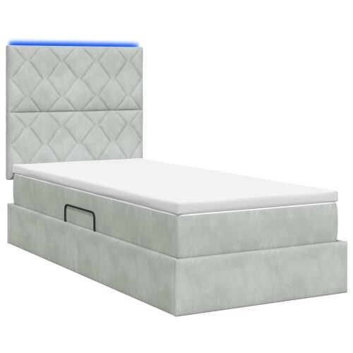 LED krevet za pohranu s madracem Svjetlosiva 100 x 200 cm - Svjetlosiva 100 x 200 cm Dizajn s rombovima Cijena