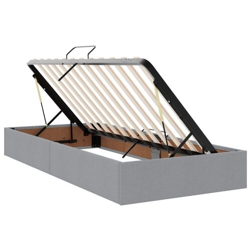 LED krevet za pohranu s madracem Svjetlosiva 200 x 200 cm - Svjetlosiva 200 x 200 cm Dizajn s rombovima Cijena