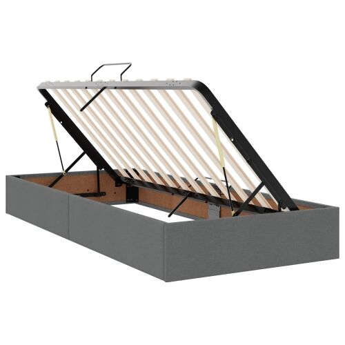 LED krevet za pohranu s madracem Tamnosiva 200 x 200 cm Tkanina - Tamnosiva 200 x 200 cm Dizajn s rombovima Cijena