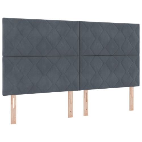 LED krevet za pohranu s madracem Tamnosiva 180 x 200 cm Baršun - Tamnosiva 180 x 200 cm Dizajn s rombovima Cijena