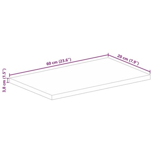 Ploča stola 60x20x3,8 cm Pravokutna Masivna Drvena Obrađena Mango Boja - Grubo drvo manga (prirodno) 60 x 20 cm 1 38 mm Cijena