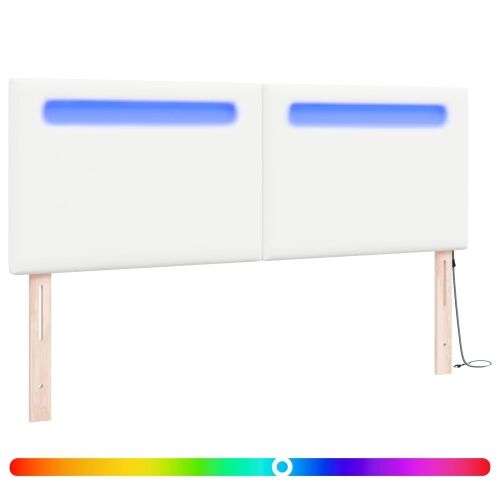 LED glava kreveta Bijelo 144 cm Lažna koža - Bijelo 140 cm Cijena