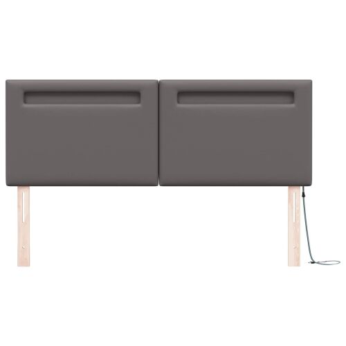 LED glava kreveta Siva 144 cm Lažna koža - Siva 140 cm Cijena