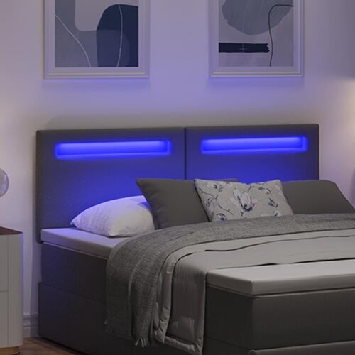 LED glava kreveta Siva 144 cm Lažna koža - Siva 140 cm Cijena