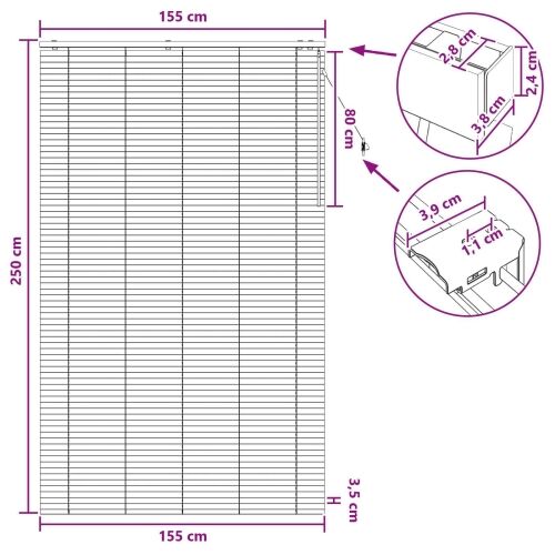 Venecijanska roleta Crna 155 x 250 cm 35 mm - Crna 155 x 250 cm Cijena