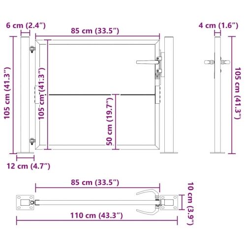 Dvorišna vrata - Vrtna vrata 110 x 105 cm Crna Može se zaključati - 100 x 100 cm Crna Cijena