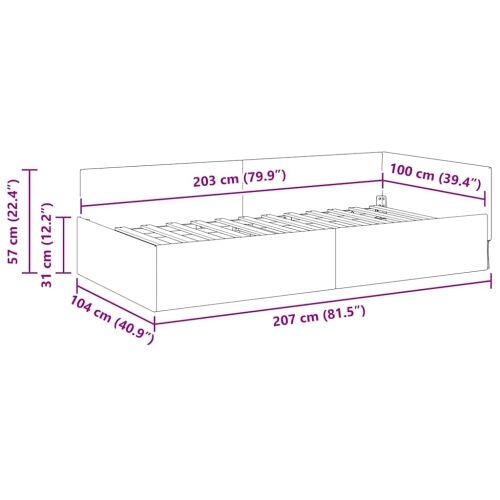 Kutni okvir kreveta Tamno siva 100 x 203 cm tkanina Cijena