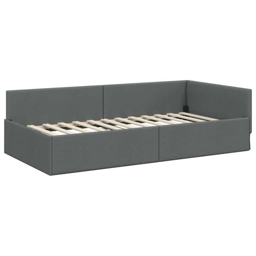 Kutni okvir kreveta Tamno siva 100 x 203 cm tkanina Cijena