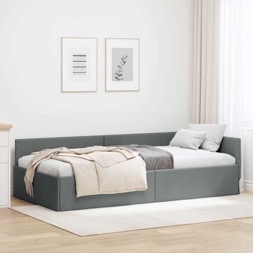 Kutni okvir kreveta Tamno siva 100 x 203 cm tkanina Cijena