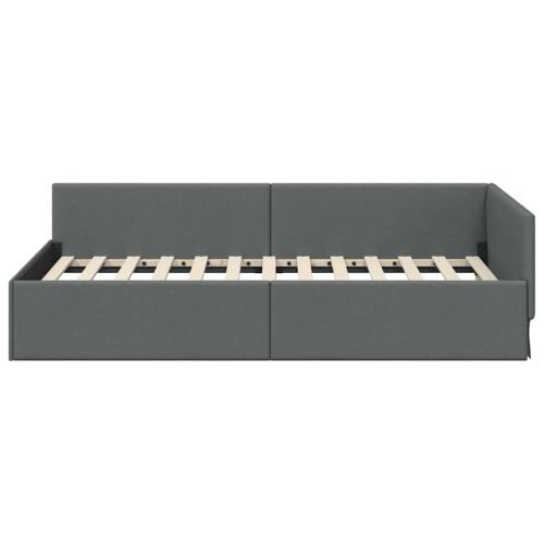 Kutni okvir kreveta Tamno siva 100 x 203 cm tkanina Cijena