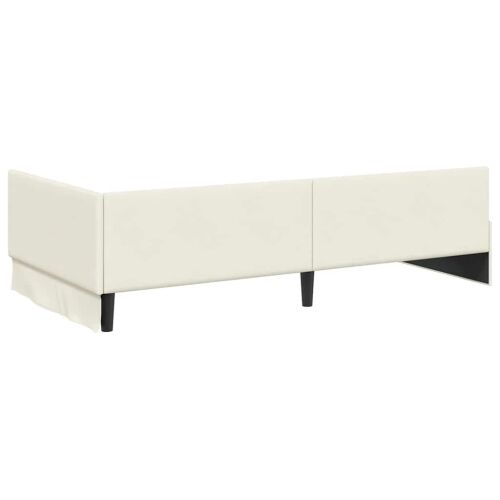 Kutni okvir kreveta s uzglavljem Krema 90 cm x 200 cm Baršun - Krema 90 x 200 cm Cijena