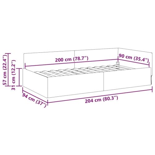 Kutni okvir kreveta s uzglavljem Krema 90 cm x 200 cm Baršun - Krema 90 x 200 cm Cijena