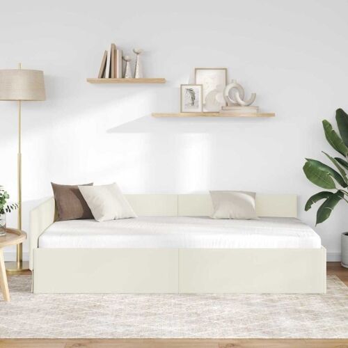 Kutni okvir kreveta s uzglavljem Krema 90 cm x 200 cm Baršun - Krema 90 x 200 cm Cijena