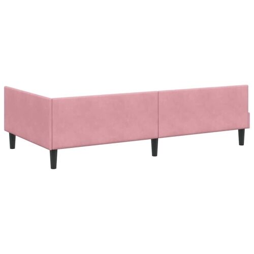Kutni okvir kreveta Ružičasta 90 cm x 190 cm Baršun - Ružičasta 90 x 190 cm Cijena