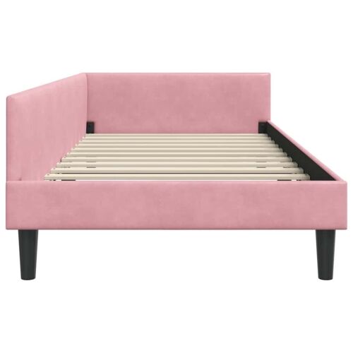 Kutni okvir kreveta Ružičasta 90 cm x 190 cm Baršun - Ružičasta 90 x 190 cm Cijena