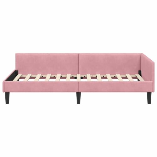 Kutni okvir kreveta Ružičasta 90 cm x 190 cm Baršun - Ružičasta 90 x 190 cm Cijena