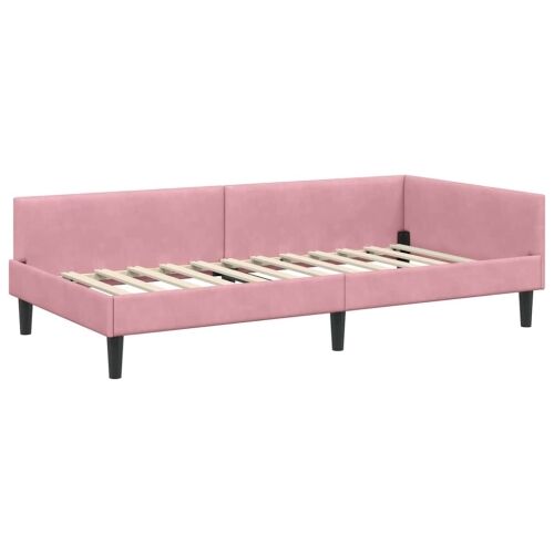 Kutni okvir kreveta Ružičasta 90 cm x 190 cm Baršun - Ružičasta 90 x 190 cm Cijena